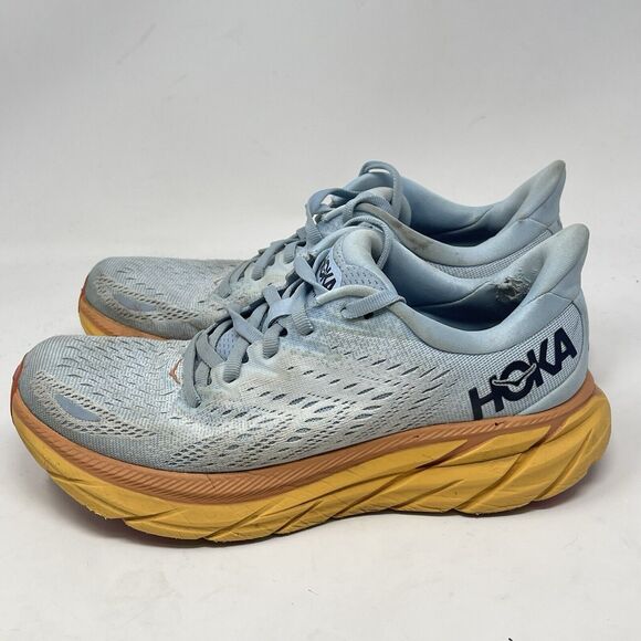 Hoka One One Clifton 8 Womens 7 Blue Mesh Running Walking Shoes Sneakers - Picture 2 of 16